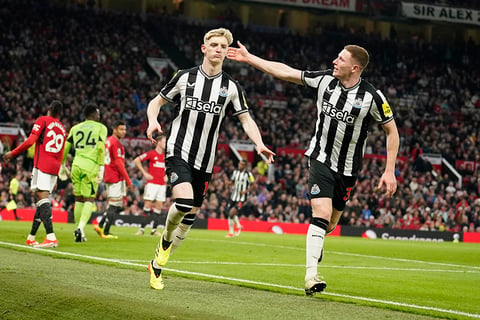 Newcastle's Anthony Gordon celebrates a goal